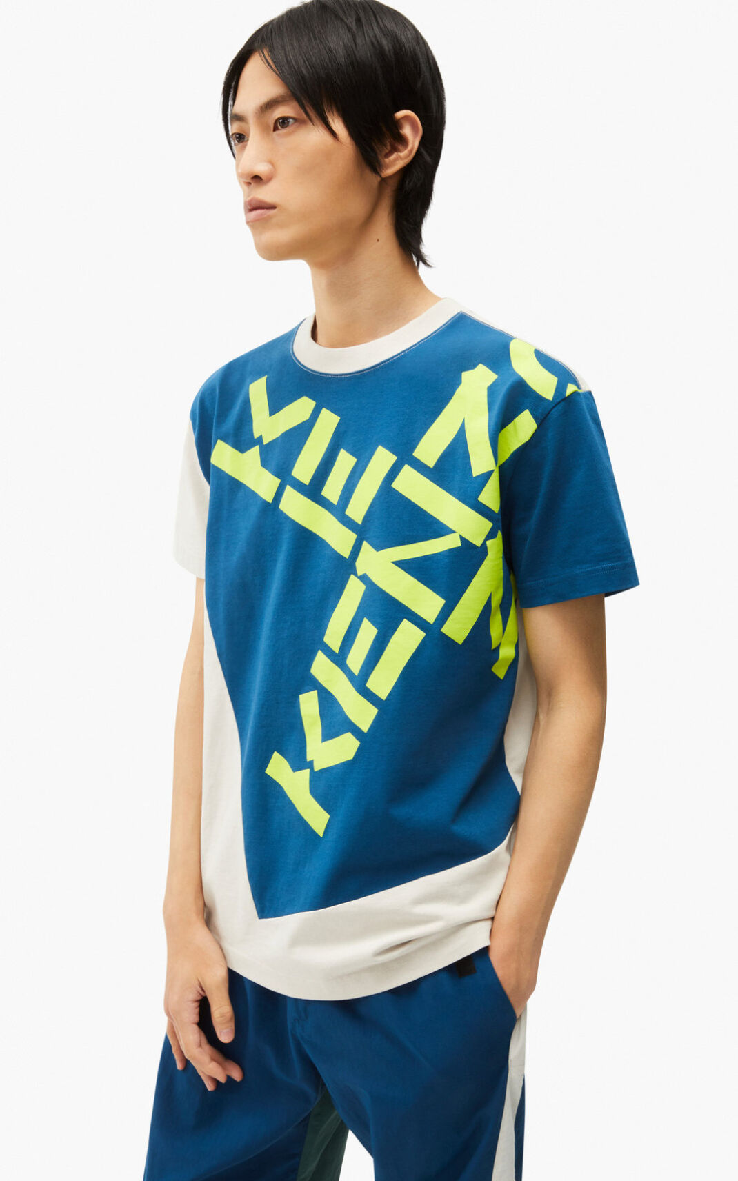 T Shirt Kenzo Homme Sport Big X Bleu Foncé WDOYX-1752